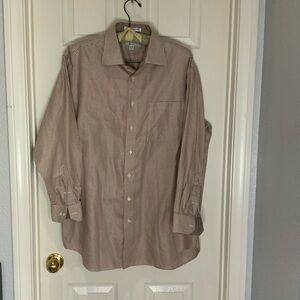 Paul Fredrick brown beige gingham dress shirt 17-33